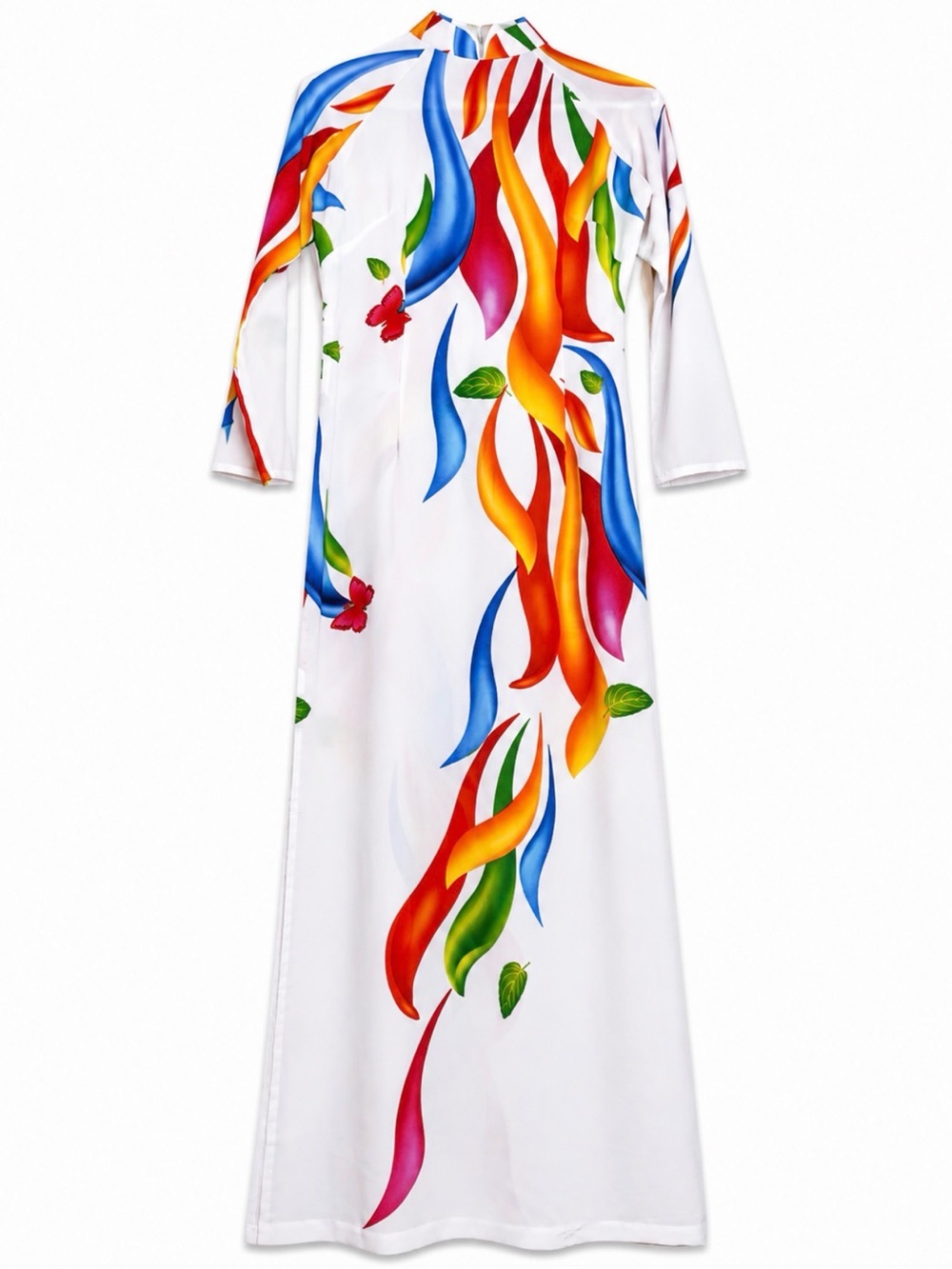 Handmade Vietnamese Ao Dai white (chest 92cm, waist: 77cm) back zip no pants